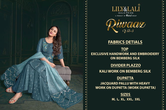 Lily And Lali Riwaaz 3 Festive Wear Wholesale Ready Made Suit Collection
